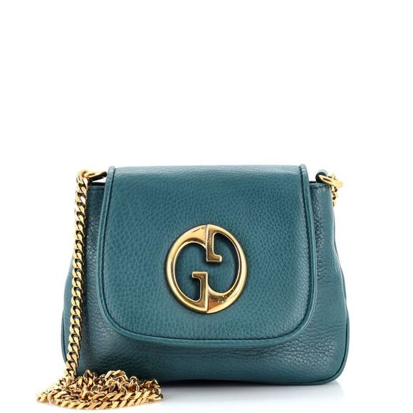 Gucci Handbags - Gucci 1973 Chain Shoulder Bag Leather Small Blue
